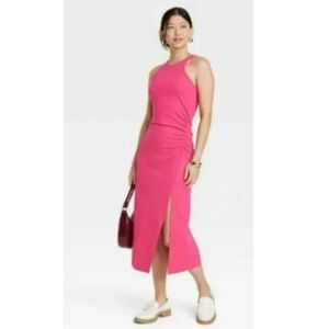 110 A New Day Hot Pink Sleeveless Midi Dress with Side Slit